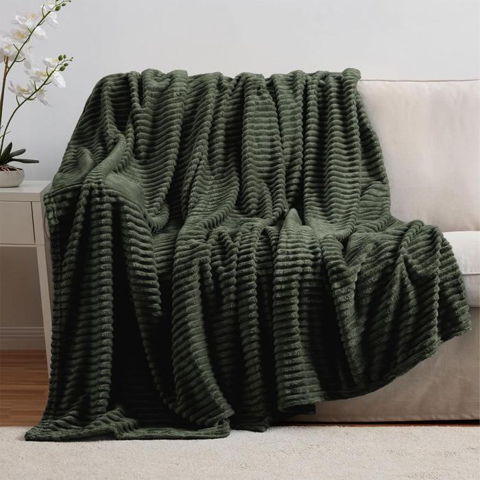 Nestl Cut Plush Cozy Throw Blanket - Fuzzy Warm Fleece Bed Blankets