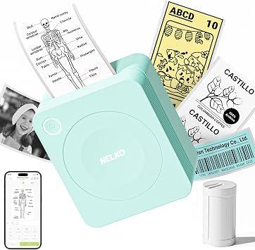 Nelko Mini Sticker Printer, PM230 Print Pod with 1 Roll of Paper , Green