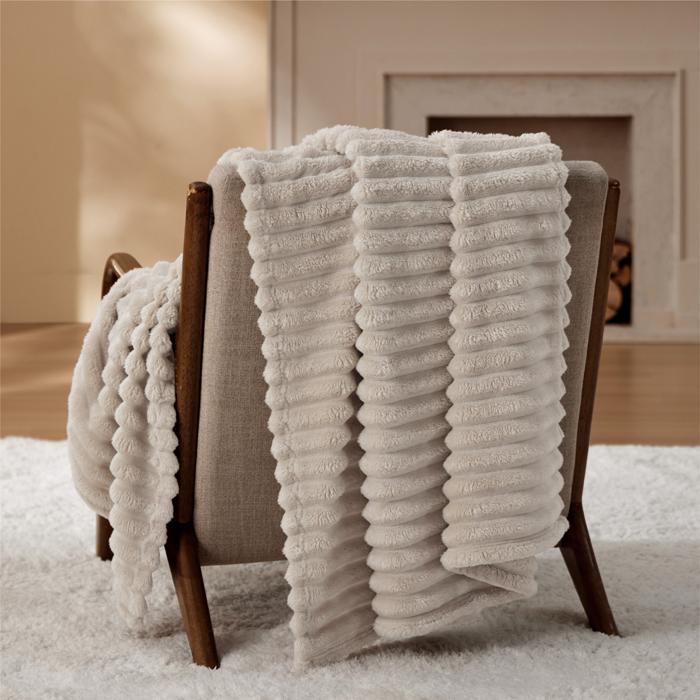 Bedsure Throw Flannel Fleece Blanket 300 GSM Soft and Cozy Blanket for Dorm & Home Decor, Linen Beige