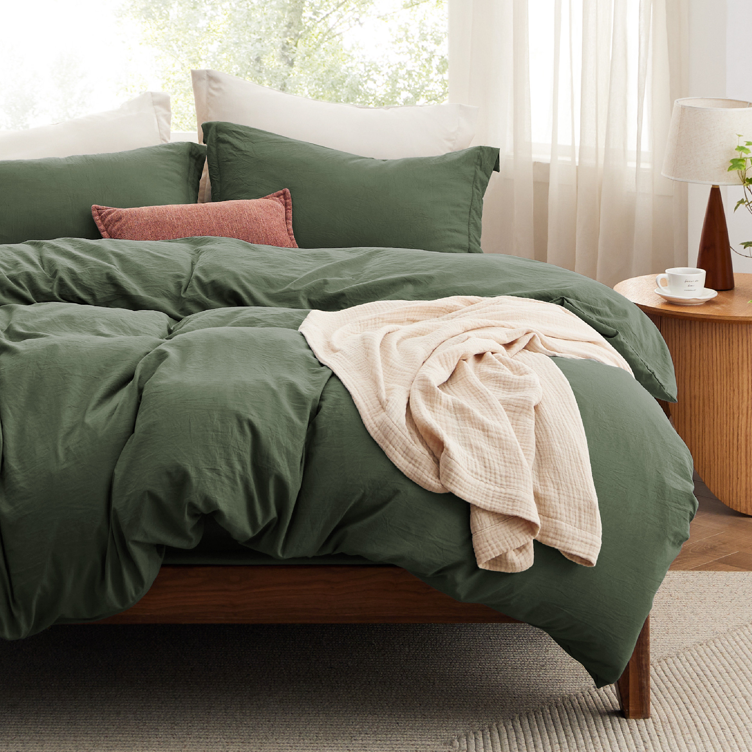 Bedsure Duvet Cover Queen Size with Fitted Sheet - 4 Pieces Prewashed Cotton-Like Extra Soft Bedding Set
