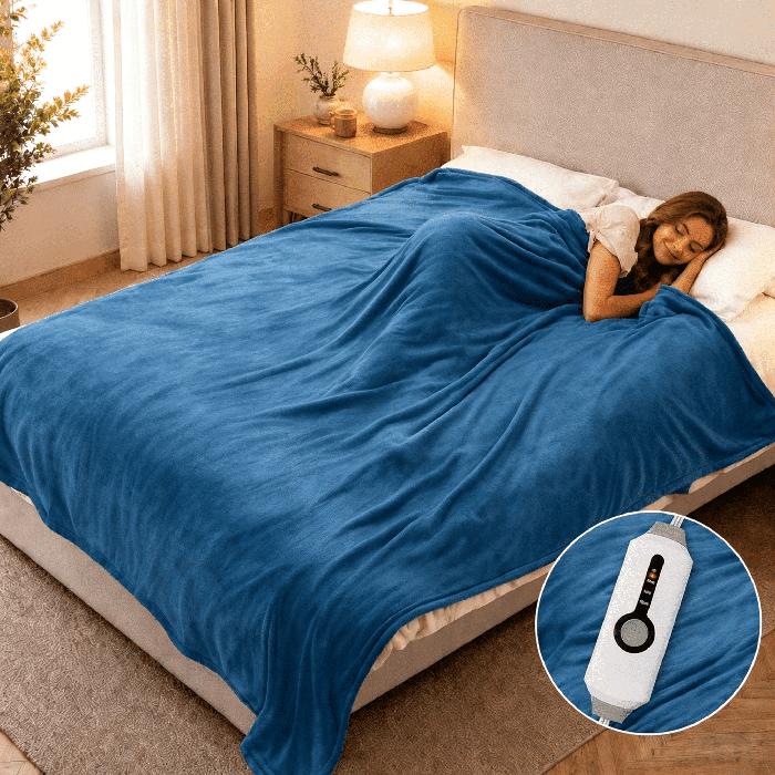 SUNNY HEAT Electric Heated Blanket Full Size 72” x 84” Soft Flannel with 4 Levels Heating & 10Hs Auto off, Machine Washable, Teal