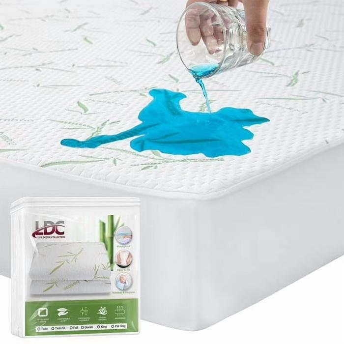 Lux Decor Twin Mattress Protector Waterproof - Rayon from Bamboo Mattress Cover